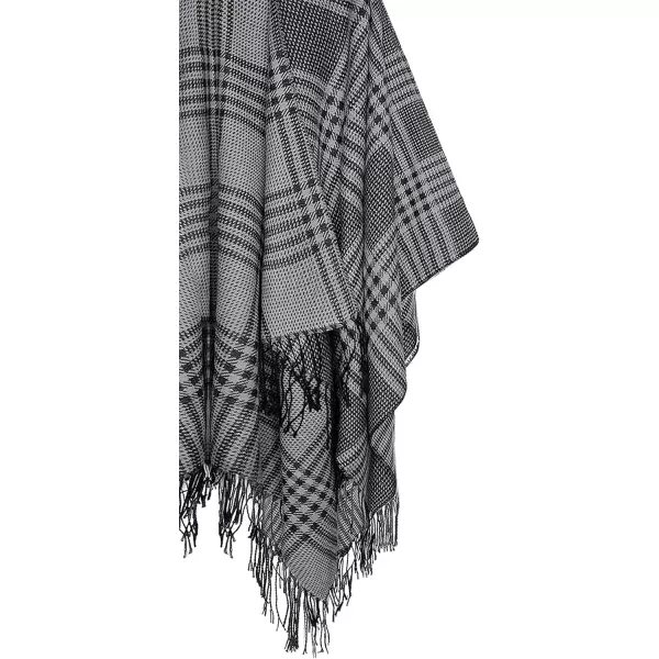 Womens Retro Style Vintage Pattern Tassel Poncho Shawl Cape Wraps For WomenSeries 5black
