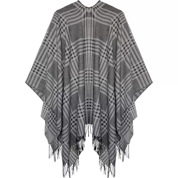 Womens Retro Style Vintage Pattern Tassel Poncho Shawl Cape Wraps For WomenSeries 5black