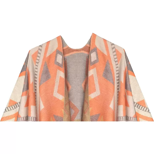 Womens Retro Style Vintage Pattern Tassel Poncho Shawl Cape Wraps For WomenSeries 5orange