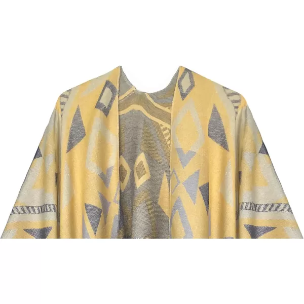Womens Retro Style Vintage Pattern Tassel Poncho Shawl Cape Wraps For WomenSeries 5yellow