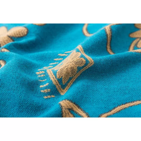 Womens Retro Style Vintage Pattern Tassel Poncho Shawl Cape Wraps For WomenSeries1blue