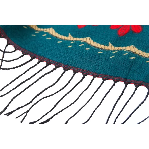 Womens Retro Style Vintage Pattern Tassel Poncho Shawl Cape Wraps For WomenSeries1dark Green