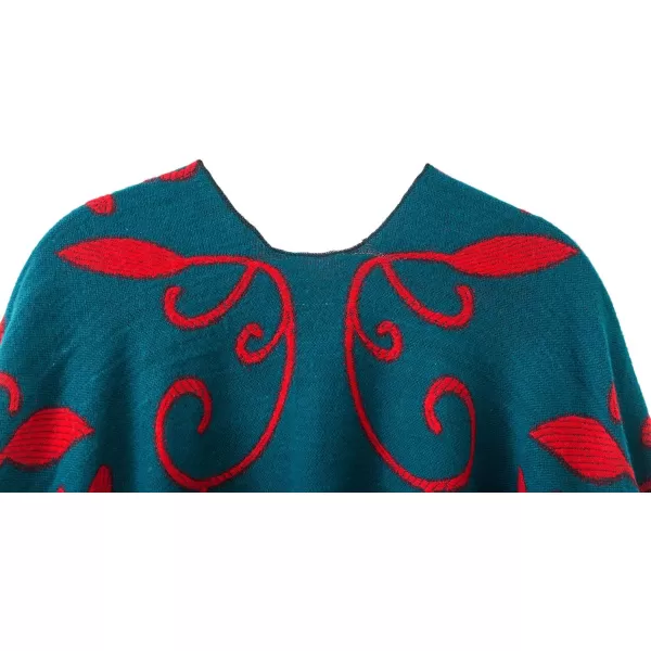 Womens Retro Style Vintage Pattern Tassel Poncho Shawl Cape Wraps For WomenSeries1dark Green