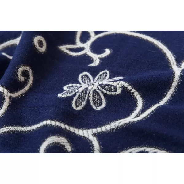 Womens Retro Style Vintage Pattern Tassel Poncho Shawl Cape Wraps For WomenSeries1navy Blue