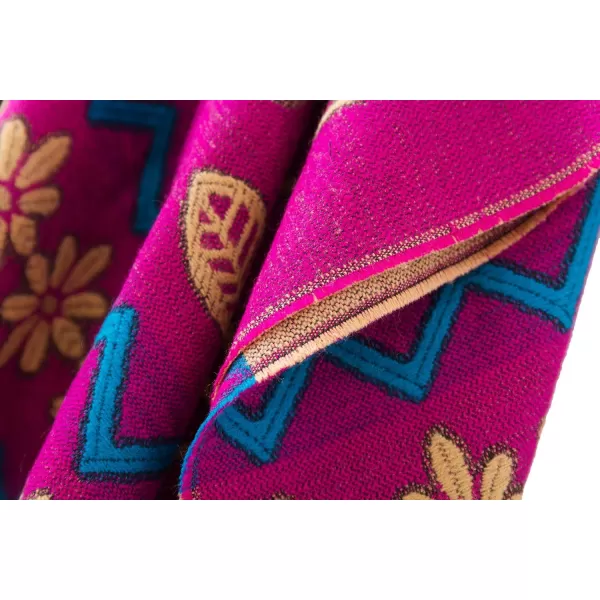 Womens Retro Style Vintage Pattern Tassel Poncho Shawl Cape Wraps For WomenSeries1pink