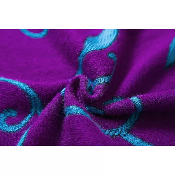 Womens Retro Style Vintage Pattern Tassel Poncho Shawl Cape Wraps For WomenSeries1purple