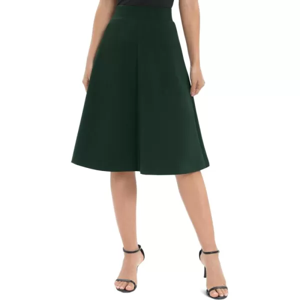 Urban CoCo Womens ALine Elastic High Waist Flare Work Midi Knee Length Stretchy SkirtBackish Green