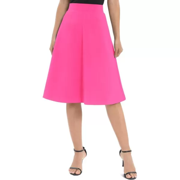 Urban CoCo Womens ALine Elastic High Waist Flare Work Midi Knee Length Stretchy SkirtRose
