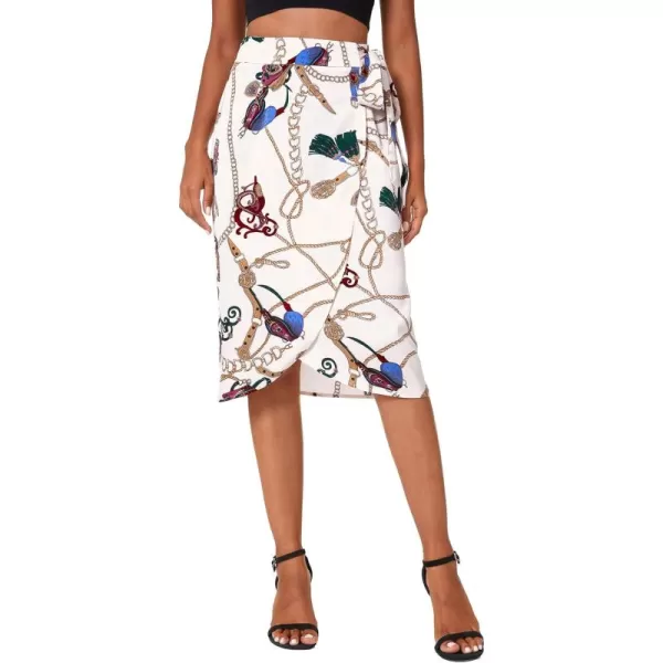 Urban CoCo Womens Boho Floral Print Wrap Skirt Self Tie Knot High Waisted Split Midi Skirt4