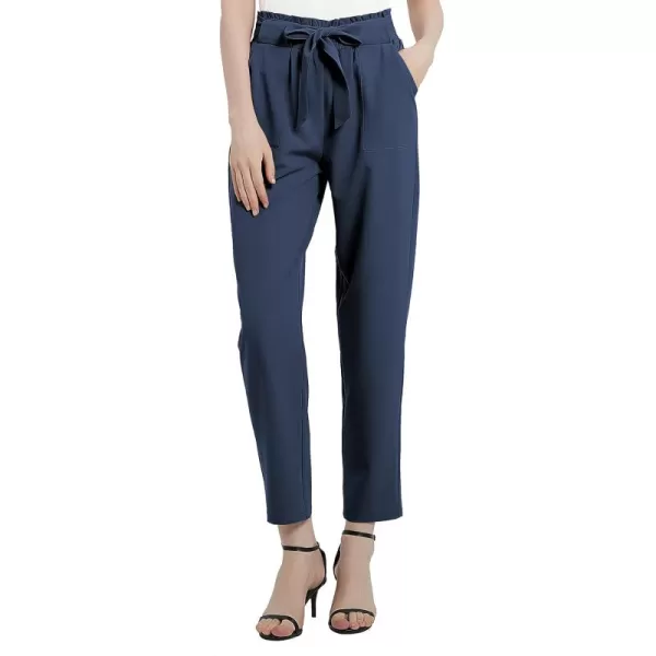 Urban CoCo Womens Casual High Waist Pencil Pants with BowKnot Pockets for WorkNavy Blue