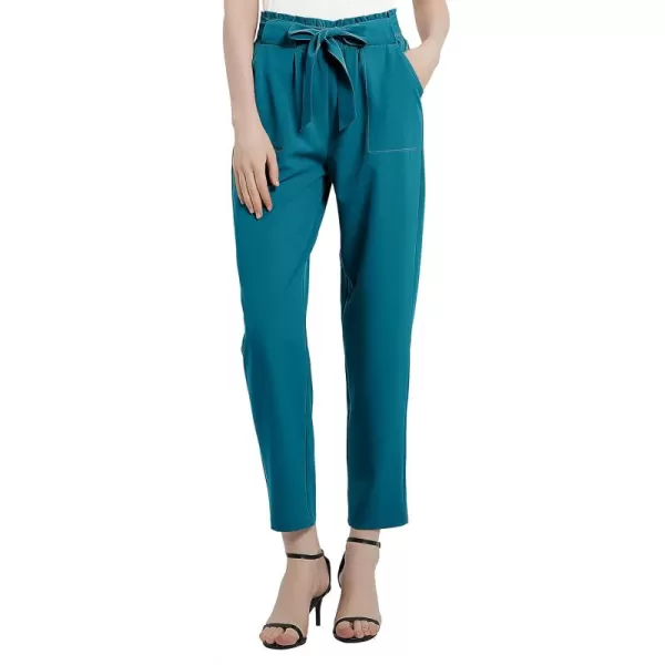 Urban CoCo Womens Casual High Waist Pencil Pants with BowKnot Pockets for WorkSteel Blue