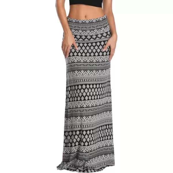Urban CoCo Womens Casual Ruched Stretchy High Waist ALine Skirt Pleated Flared Midi Skirt1