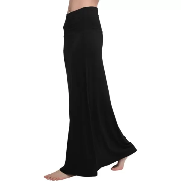 Urban CoCo Womens Casual Ruched Stretchy High Waist ALine Skirt Pleated Flared Midi SkirtBlack