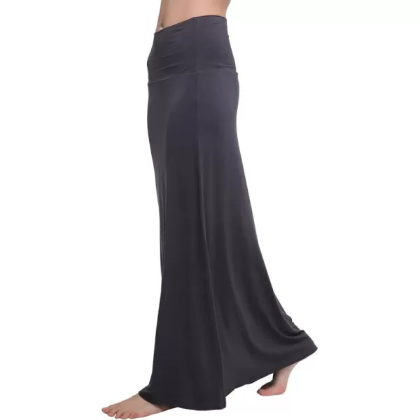 Urban CoCo Womens Casual Ruched Stretchy High Waist ALine Skirt Pleated Flared Midi SkirtDark Shadow
