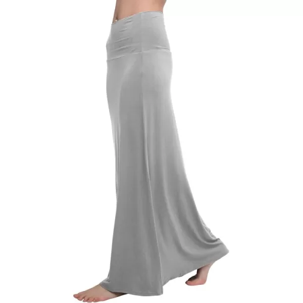 Urban CoCo Womens Casual Ruched Stretchy High Waist ALine Skirt Pleated Flared Midi SkirtLight Gray