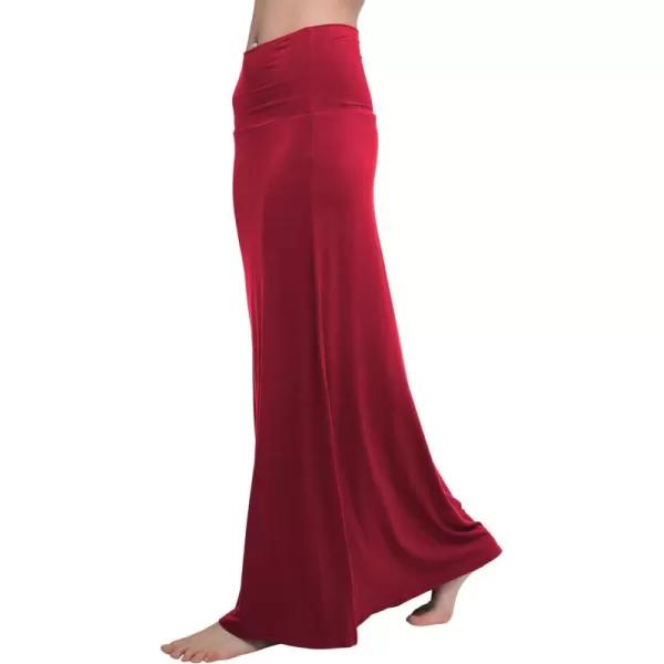 Urban CoCo Womens Casual Ruched Stretchy High Waist ALine Skirt Pleated Flared Midi SkirtWine Red