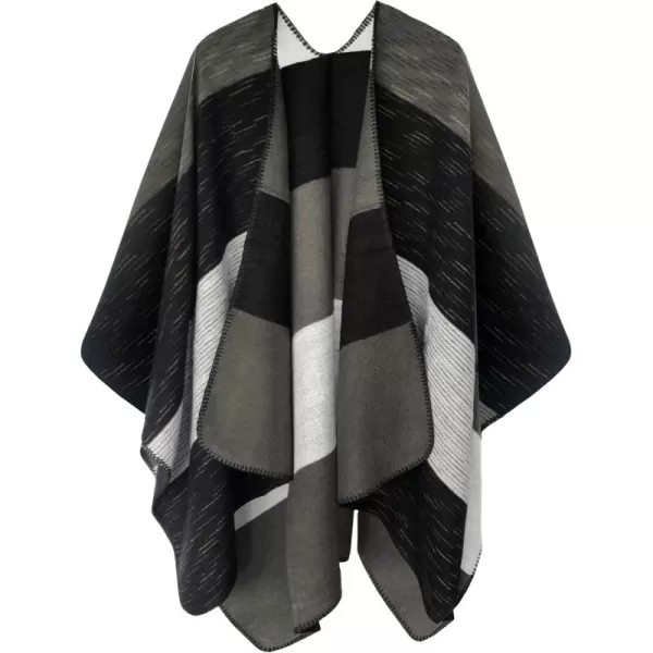 Urban CoCo Womens Color Block Shawl Wrap Open Front Poncho CapeSeries 13black