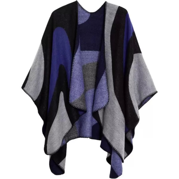 Urban CoCo Womens Color Block Shawl Wrap Open Front Poncho CapeSeries 19royal Blue