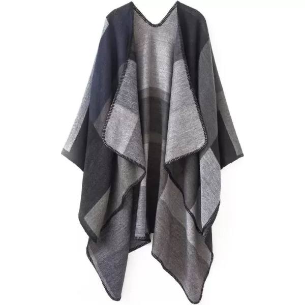 Urban CoCo Womens Color Block Shawl Wrap Open Front Poncho CapeSeries 1black