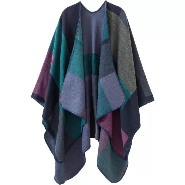 Urban CoCo Womens Color Block Shawl Wrap Open Front Poncho CapeSeries 1purple