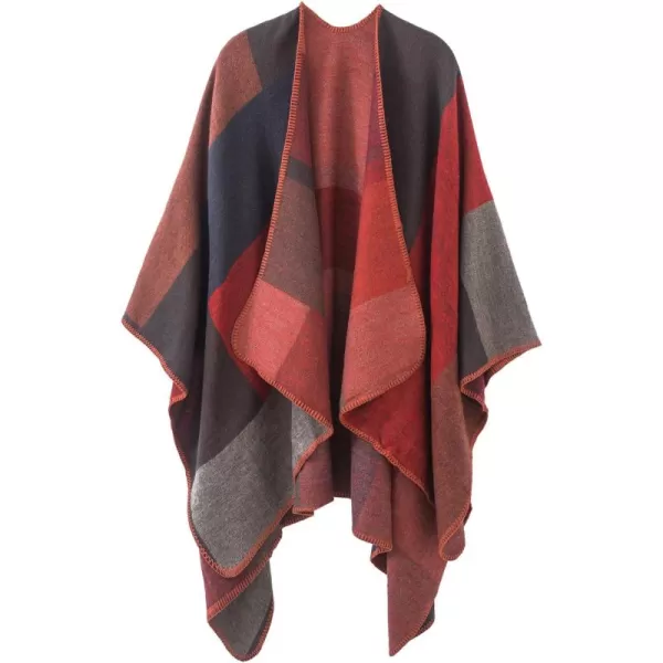 Urban CoCo Womens Color Block Shawl Wrap Open Front Poncho CapeSeries 1red