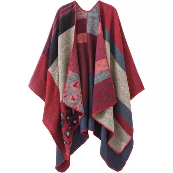 Urban CoCo Womens Color Block Shawl Wrap Open Front Poncho CapeSeries 2red