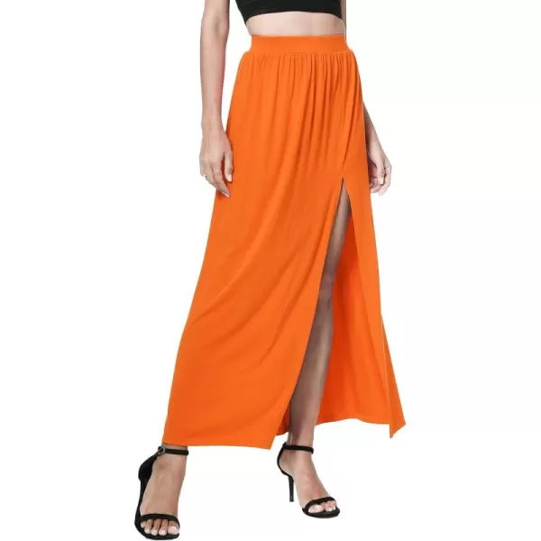 Urban CoCo Womens Elastic High Waist Maxi Skirt Split Maxi Beach SkirtOrange
