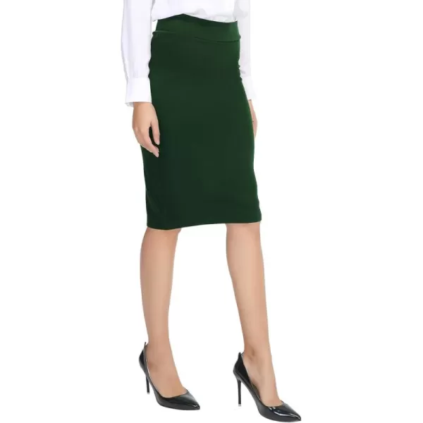 Urban CoCo Womens Elastic Waist Stretch Bodycon Midi Pencil SkirtBackish Green