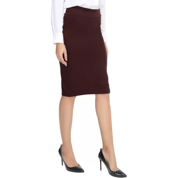 Urban CoCo Womens Elastic Waist Stretch Bodycon Midi Pencil SkirtBurgundy