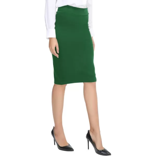 Urban CoCo Womens Elastic Waist Stretch Bodycon Midi Pencil SkirtEmerald Green