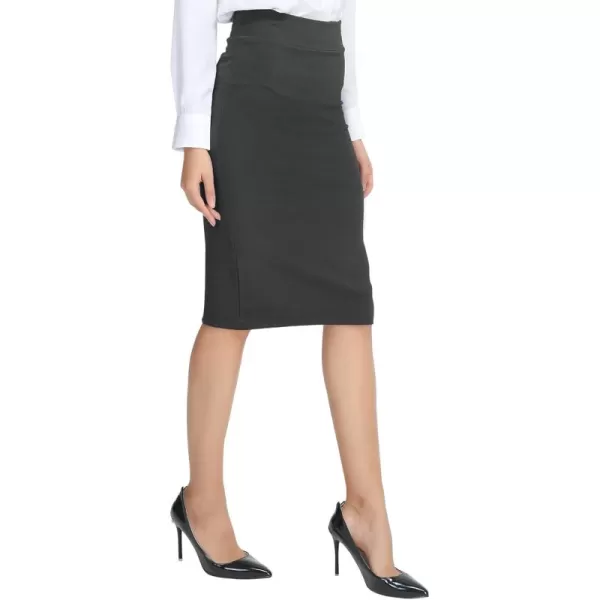 Urban CoCo Womens Elastic Waist Stretch Bodycon Midi Pencil SkirtHeather Grey
