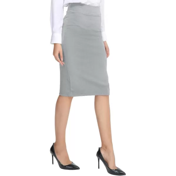 Urban CoCo Womens Elastic Waist Stretch Bodycon Midi Pencil SkirtLight Gray