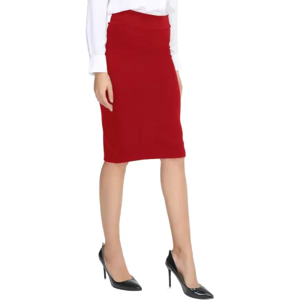 Urban CoCo Womens Elastic Waist Stretch Bodycon Midi Pencil SkirtRed