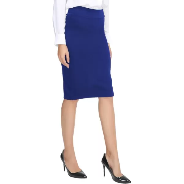 Urban CoCo Womens Elastic Waist Stretch Bodycon Midi Pencil SkirtRoyal Blue