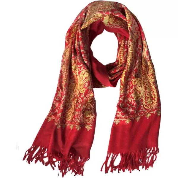 Urban CoCo Womens Embroidered Oversize Tassel Shawl Scarf Wraps for Women3red