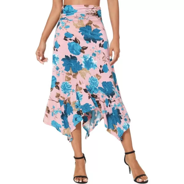 Urban CoCo Womens Flowy Stretchy Skirt Handkerchief Hemline Midi Skirt1
