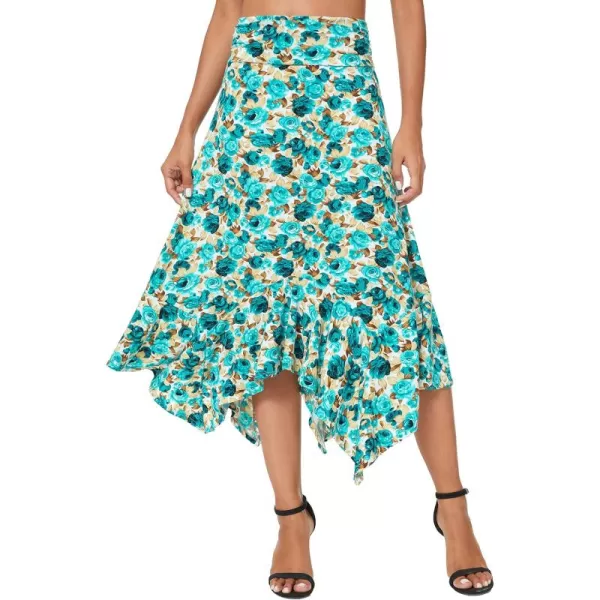 Urban CoCo Womens Flowy Stretchy Skirt Handkerchief Hemline Midi Skirt3