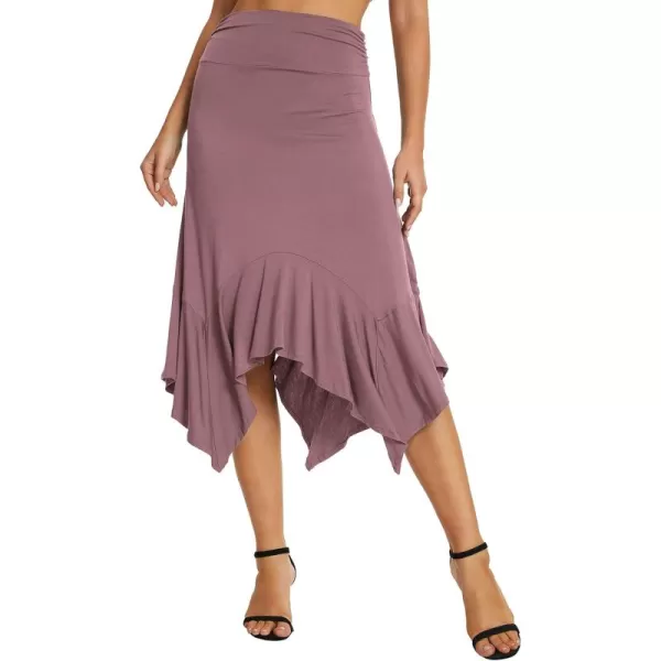Urban CoCo Womens Flowy Stretchy Skirt Handkerchief Hemline Midi SkirtLight Purple