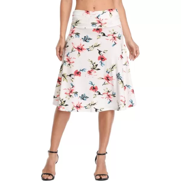 Urban CoCo Womens Ruched High Waist Knee Length Jersey ALine Stretchy Flared Casual Skirt 3