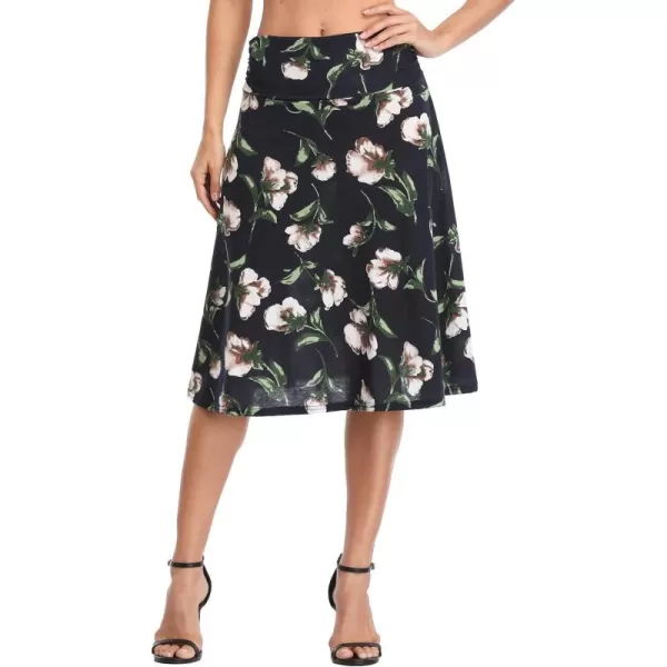 Urban CoCo Womens Ruched High Waist Knee Length Jersey ALine Stretchy Flared Casual Skirt 4