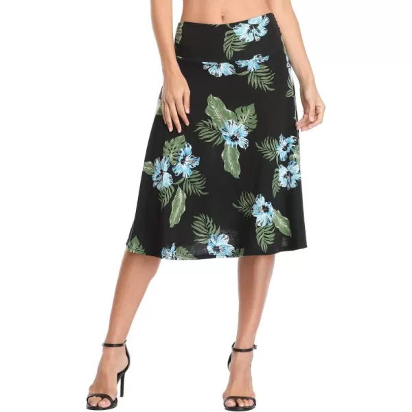 Urban CoCo Womens Ruched High Waist Knee Length Jersey ALine Stretchy Flared Casual Skirt 5
