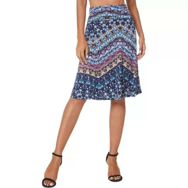 Urban CoCo Womens Ruched High Waist Knee Length Jersey ALine Stretchy Flared Casual Skirt15