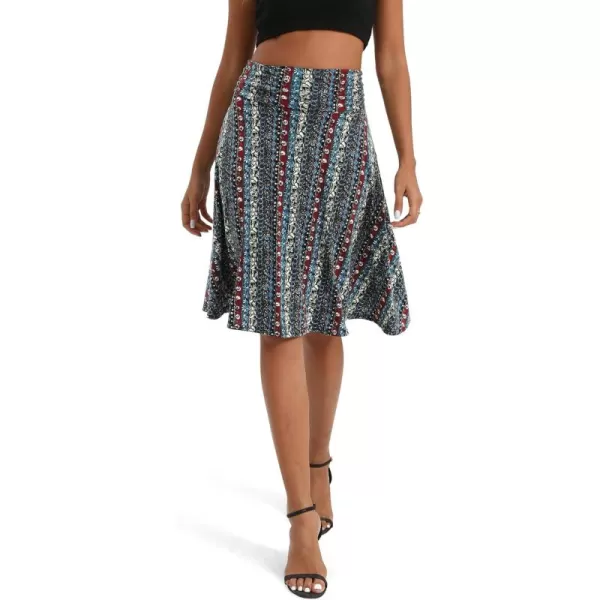 Urban CoCo Womens Ruched High Waist Knee Length Jersey ALine Stretchy Flared Casual Skirt16