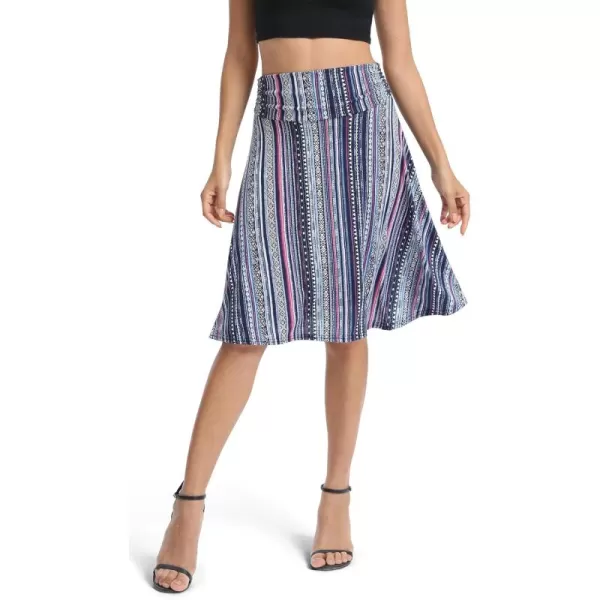 Urban CoCo Womens Ruched High Waist Knee Length Jersey ALine Stretchy Flared Casual Skirt17