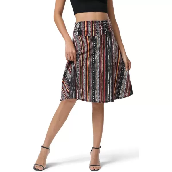 Urban CoCo Womens Ruched High Waist Knee Length Jersey ALine Stretchy Flared Casual Skirt18