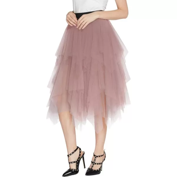 Urban CoCo Womens Sheer Tutu Skirt Tulle Mesh Layered Midi SkirtNude Pink
