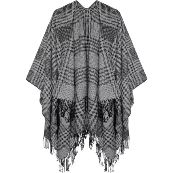 Womens Retro Style Vintage Pattern Tassel Poncho Shawl Cape Wraps For WomenSeries 5black