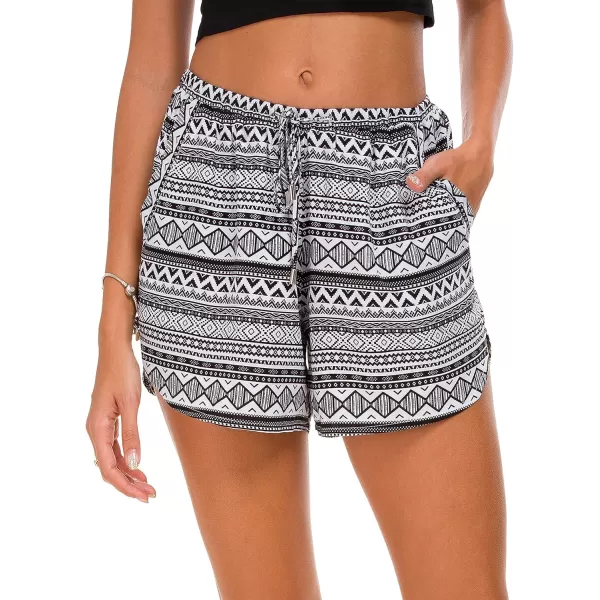 Urban CoCo Womens Casual Summer Elastic Waist Boho Print Shorts Patterned Short Pants with Pockets L 11