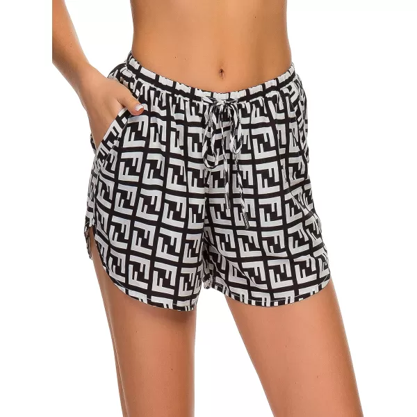 Urban CoCo Womens Casual Summer Elastic Waist Boho Print Shorts Patterned Short Pants with Pockets L 14
