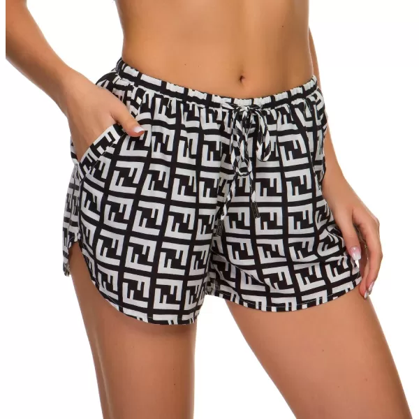 Urban CoCo Womens Casual Summer Elastic Waist Boho Print Shorts Patterned Short Pants with Pockets L 14